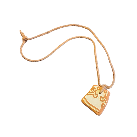 Leather And Sicilian Ceramic Beach Find Pendant Necklace - Picture 1 of 13